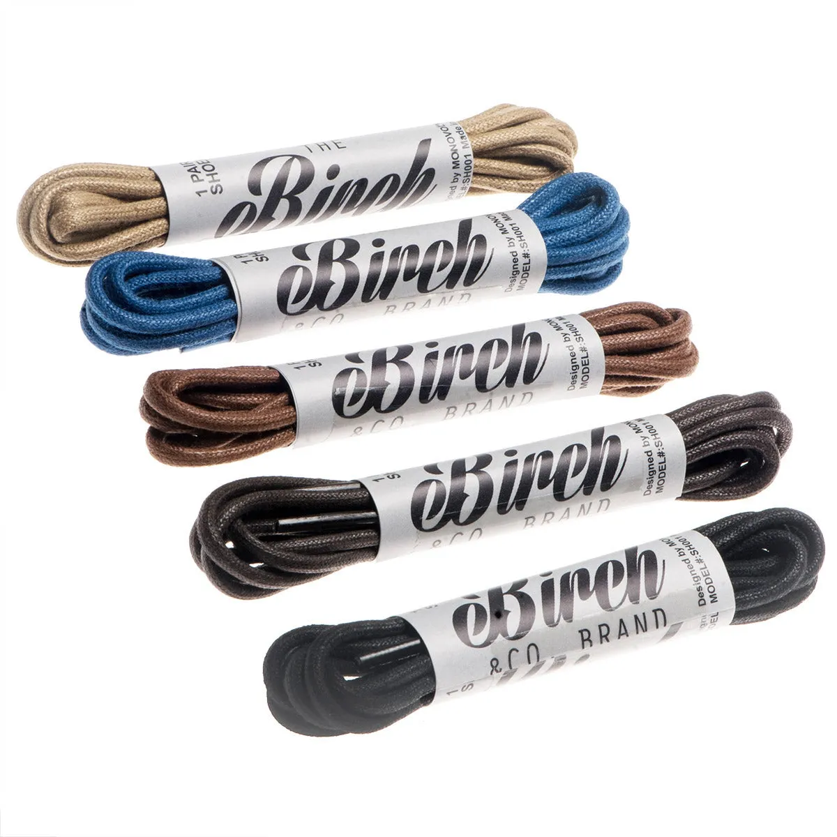 Birch’s 3/32” Thin Premium Round Waxed Cotton Dress Shoelaces - Light Brown