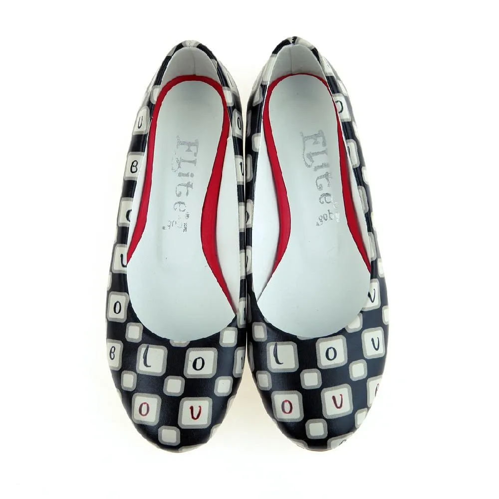 Black and White Dream Ballerinas Shoes 1061