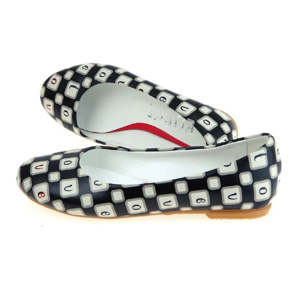 Black and White Dream Ballerinas Shoes 1061