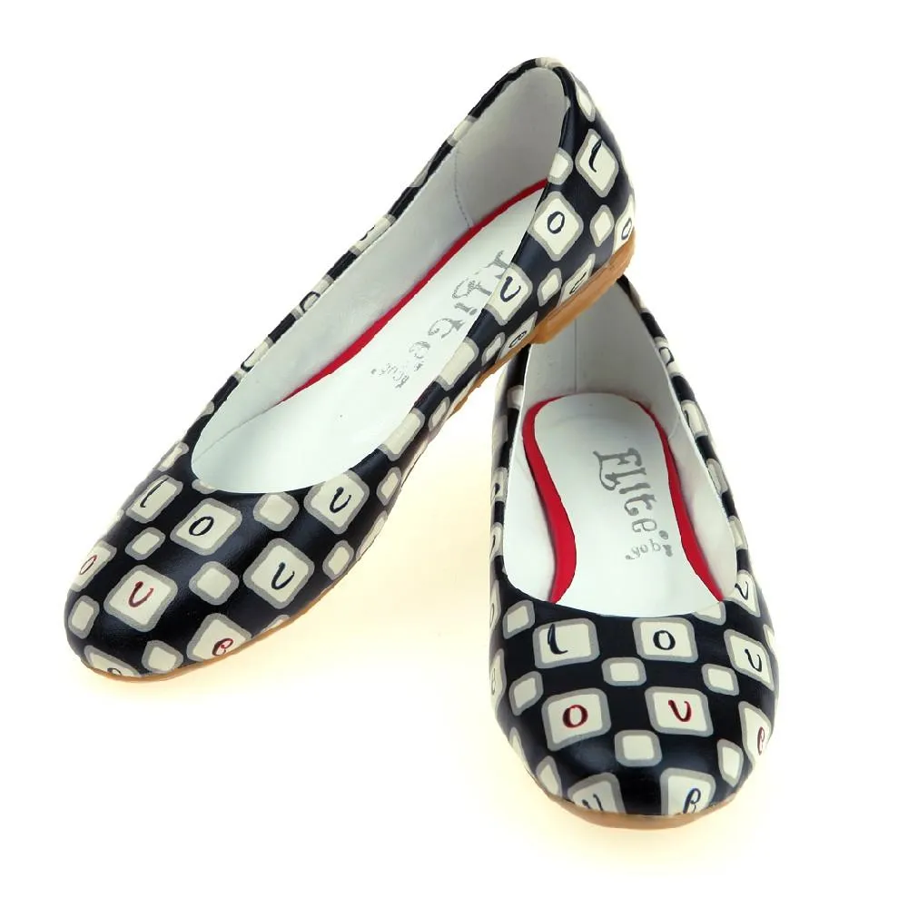 Black and White Dream Ballerinas Shoes 1061