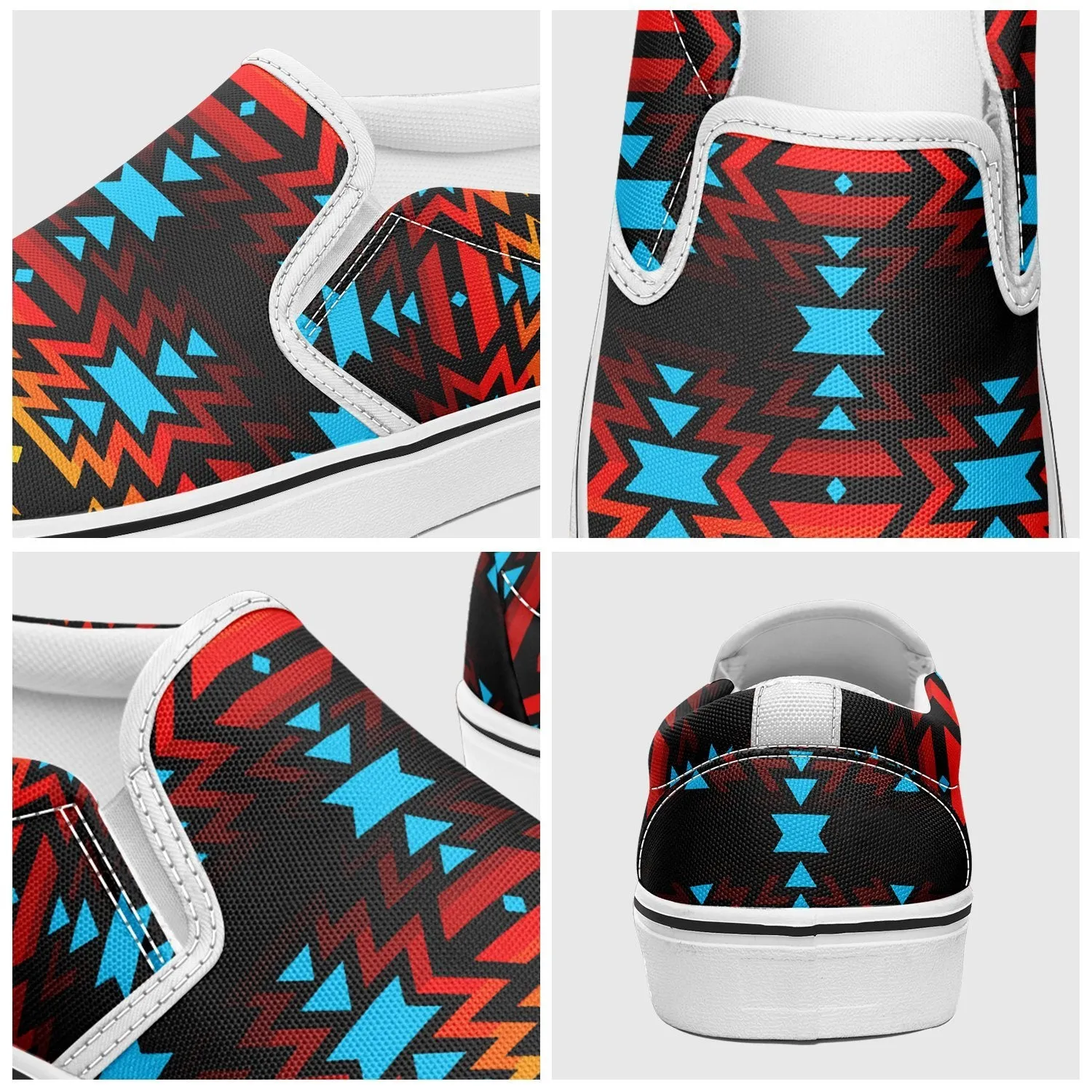 Black Fire and Sky Otoyimm Kid's Canvas Slip On Shoes