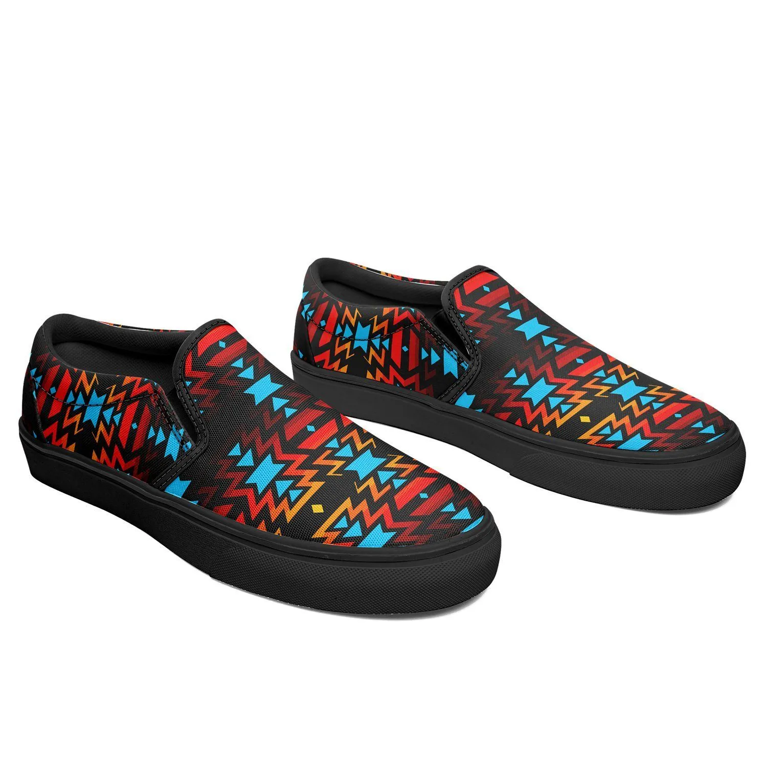 Black Fire and Sky Otoyimm Kid's Canvas Slip On Shoes