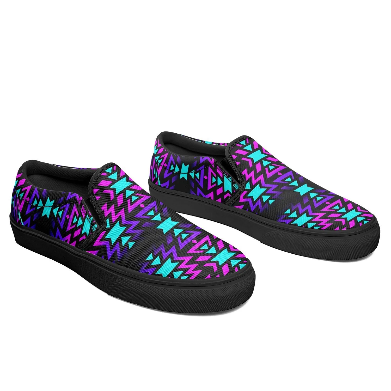 Black Fire Winter Sunset Otoyimm Kid's Canvas Slip On Shoes