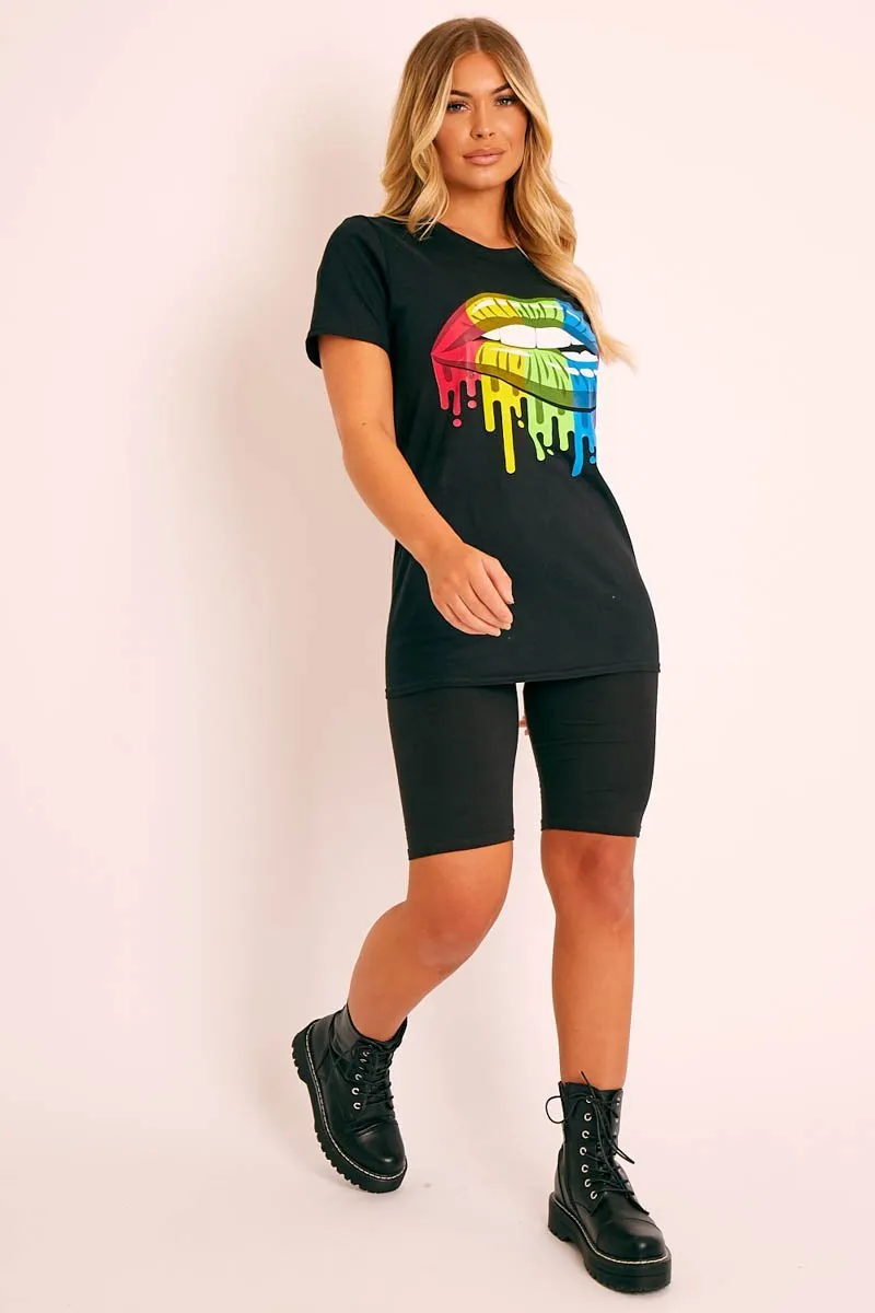 Black Graphic Print T-shirt - Carolann