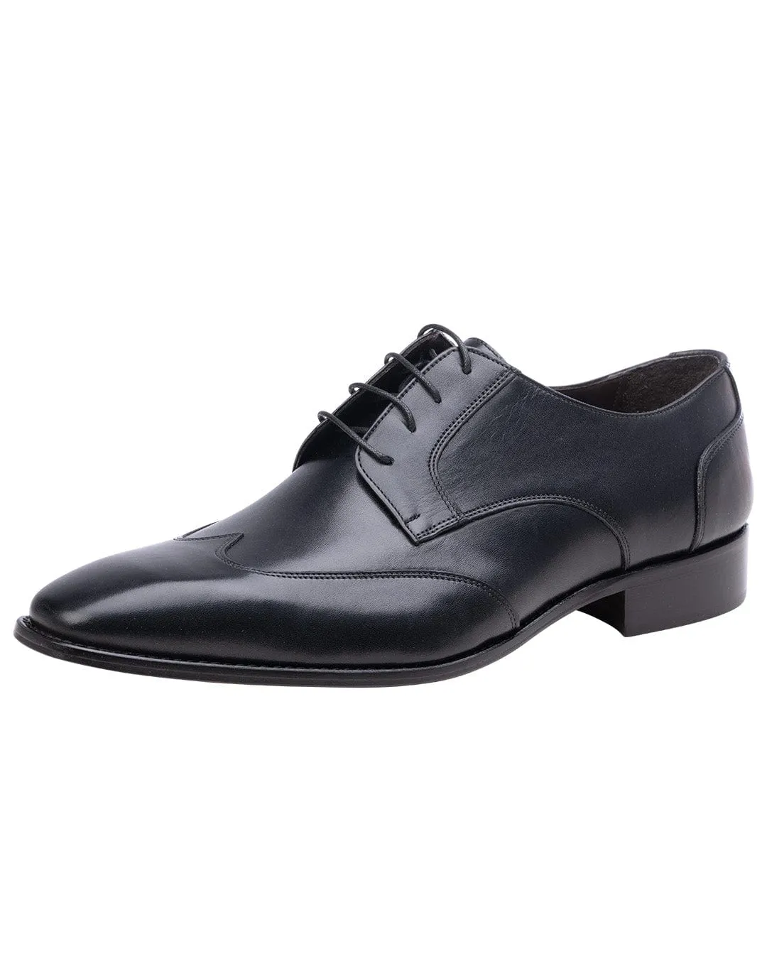 Black Made in Italy Wing Tip Oxford Shoes