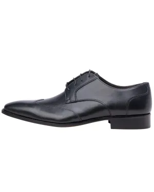 Black Made in Italy Wing Tip Oxford Shoes