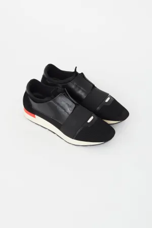 Black Textile & Leather Sneaker