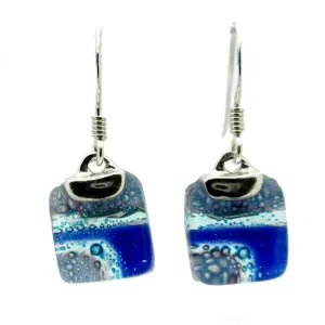 Blue Highway Mini Glass Square Earrings with Sterling Silver