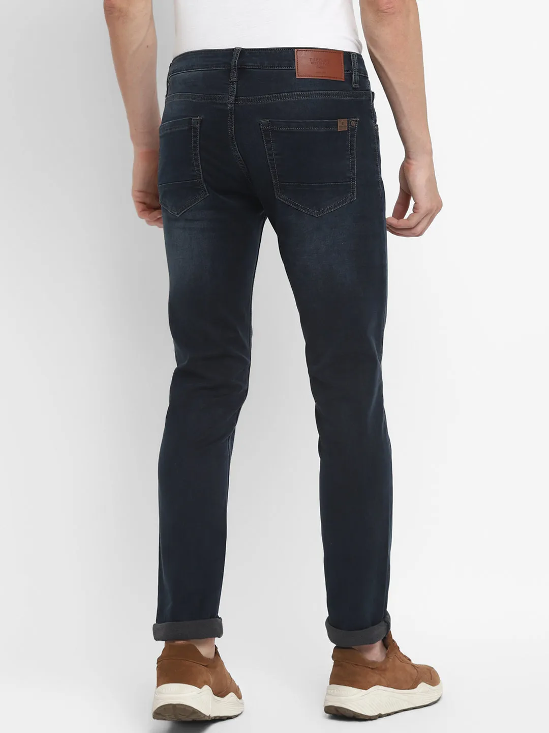 Blue Narrow Fit Cotton Stretch Jeans