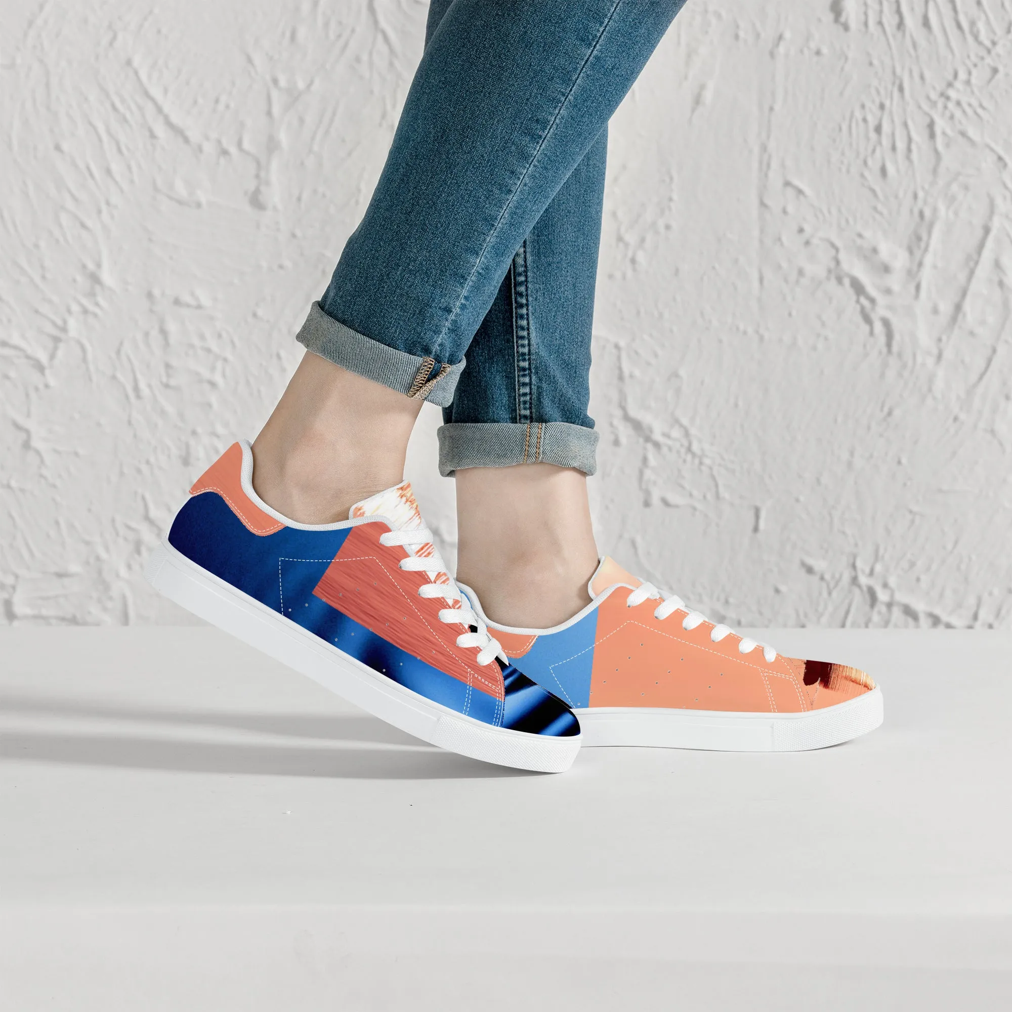 Blue Sail Vegan Leather Sneakers | Low Top Customized | Shoe Zero