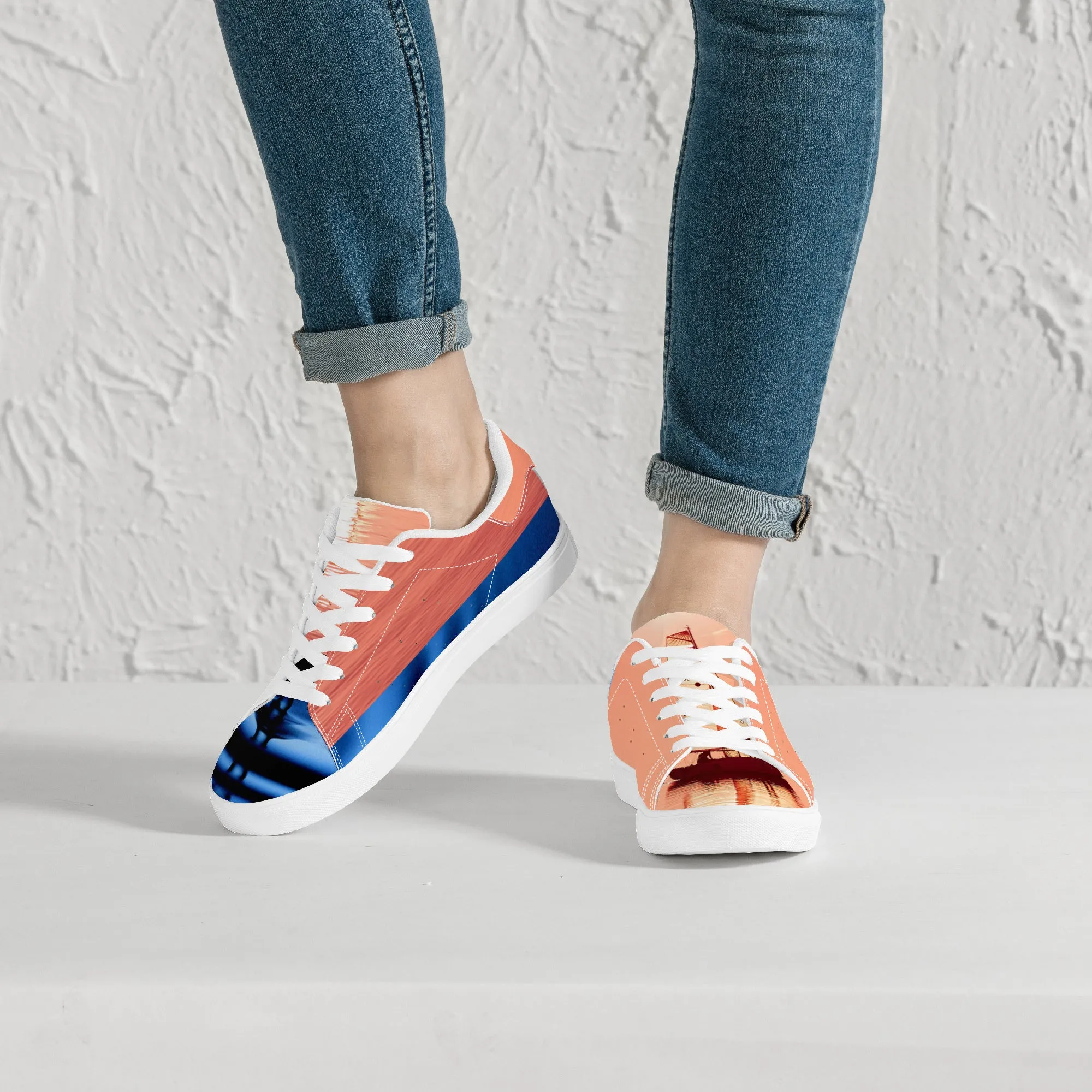 Blue Sail Vegan Leather Sneakers | Low Top Customized | Shoe Zero