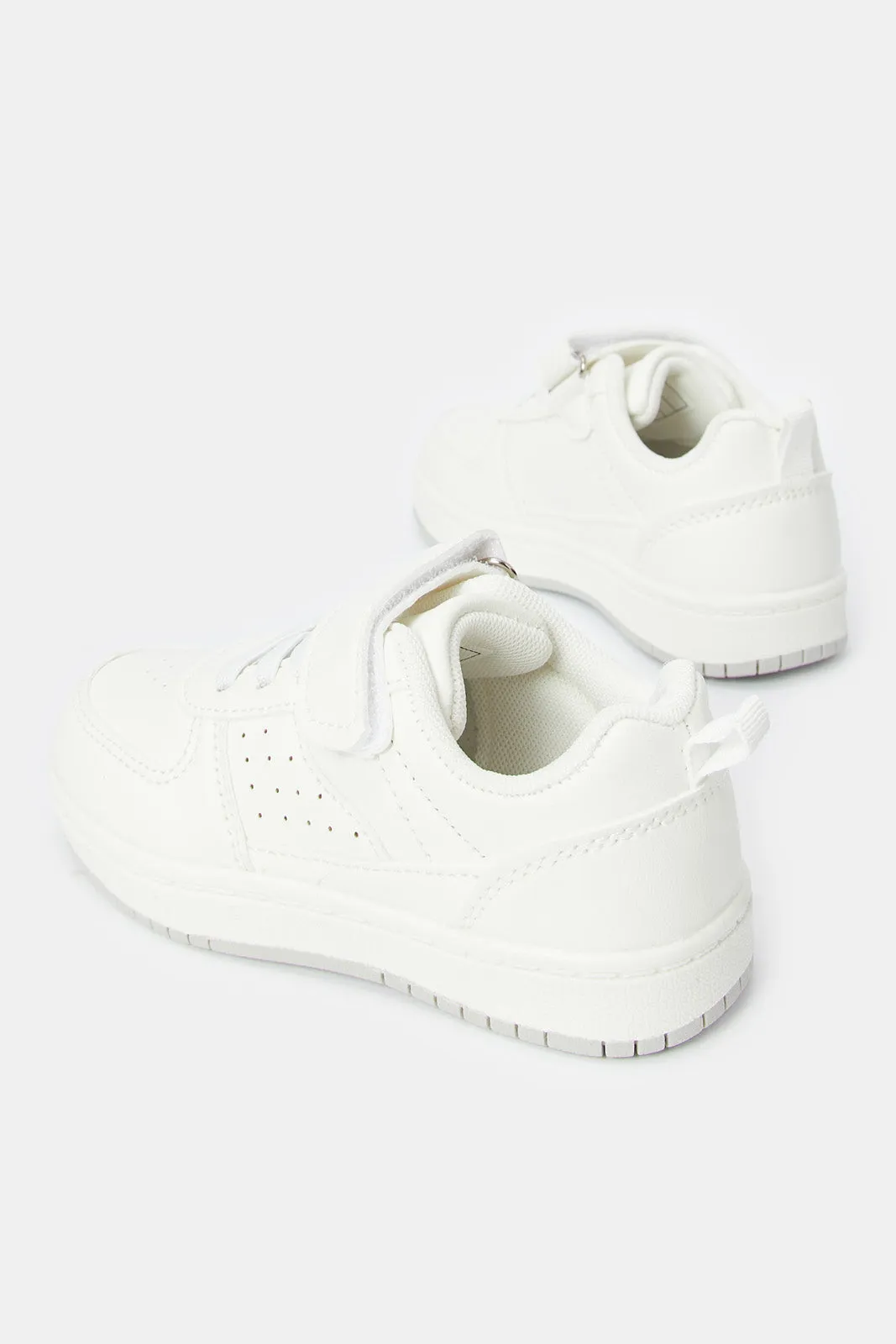 Boys White Material Block Skate Shoe