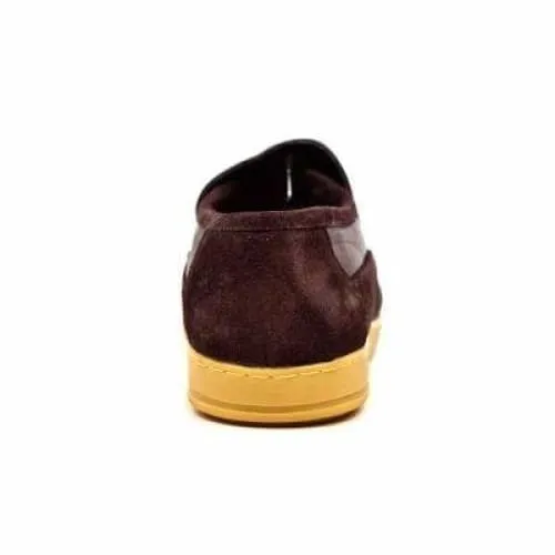 British Walkers Norwich Bally Style Men's Brown Suede and Leather Slip Ons