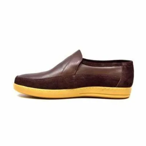 British Walkers Norwich Bally Style Men's Brown Suede and Leather Slip Ons