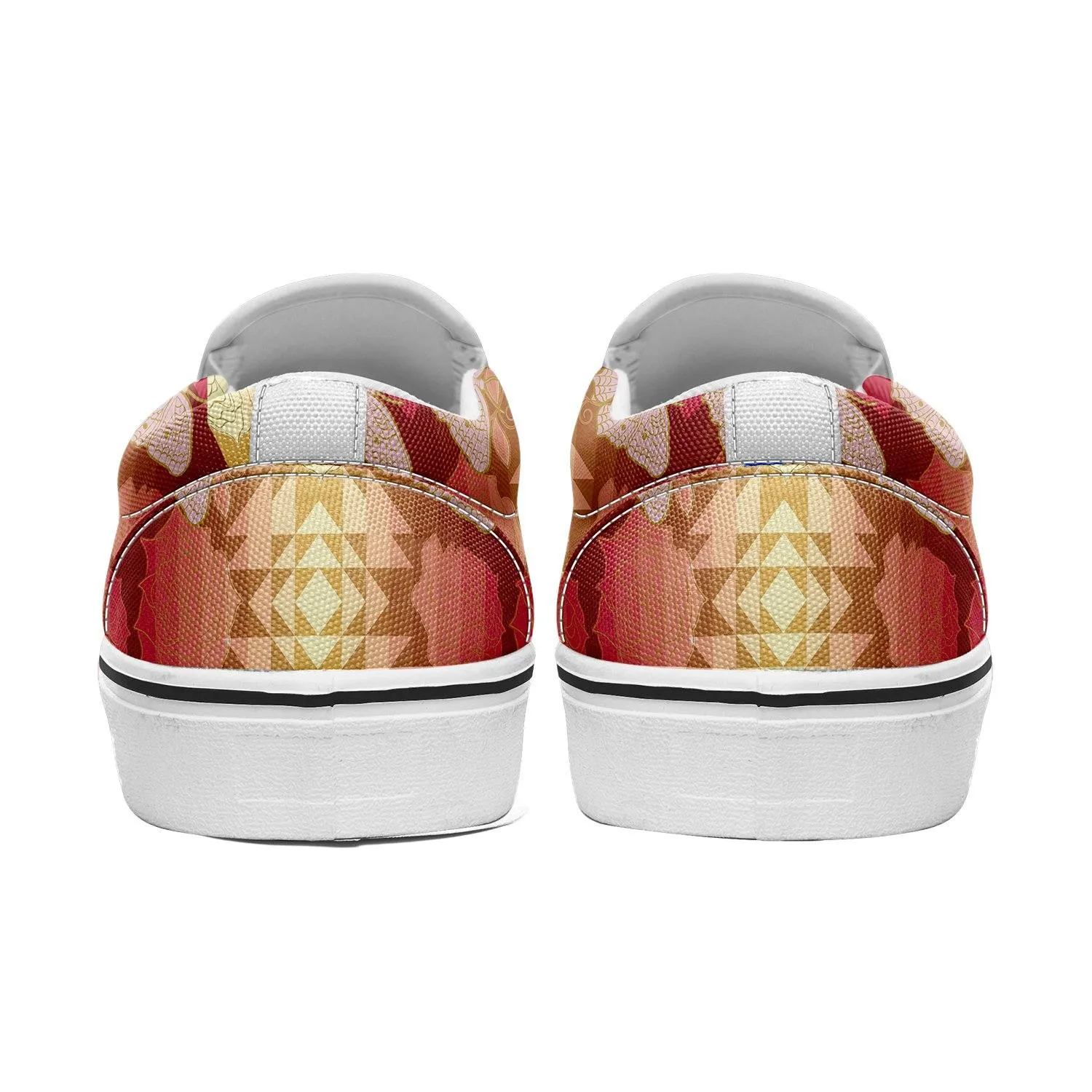 Butterfly and Roses on Geometric Otoyimm Kid's Canvas Slip On Shoes