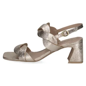 Caprice Gold Heel Women's Shoes with Block Heel and Buckle Strap