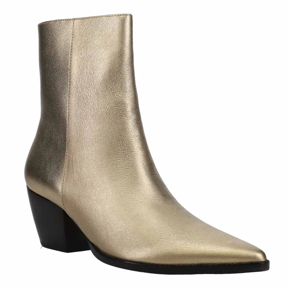 Caty Metallic Pointed Toe Zippered Booties