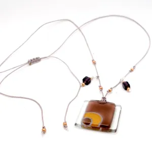 Celestial Stacked Glass Rectangle on Square Necklace Tili Glass