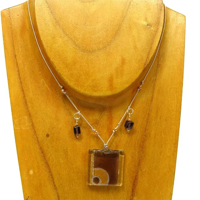 Celestial Stacked Glass Rectangle on Square Necklace Tili Glass