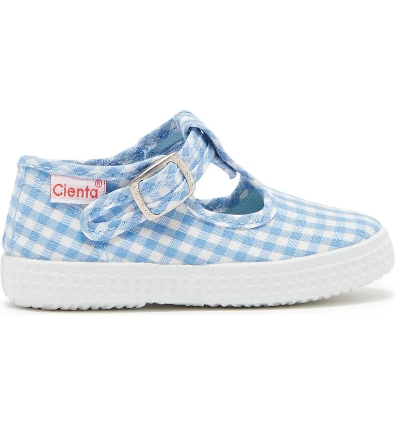 Cienta blue Gingham canvas kids shoes