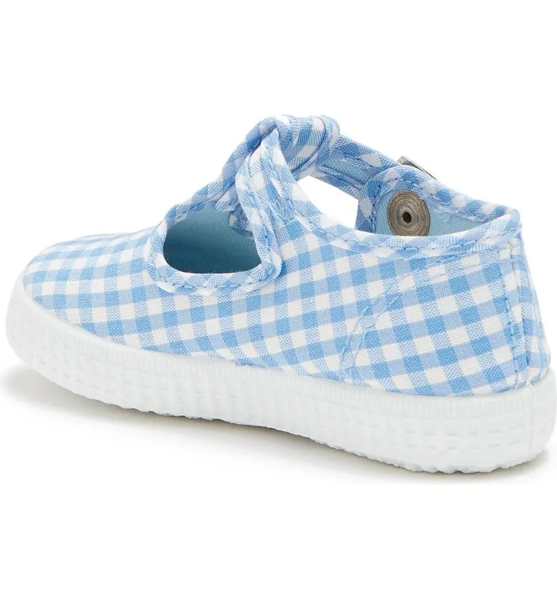 Cienta blue Gingham canvas kids shoes