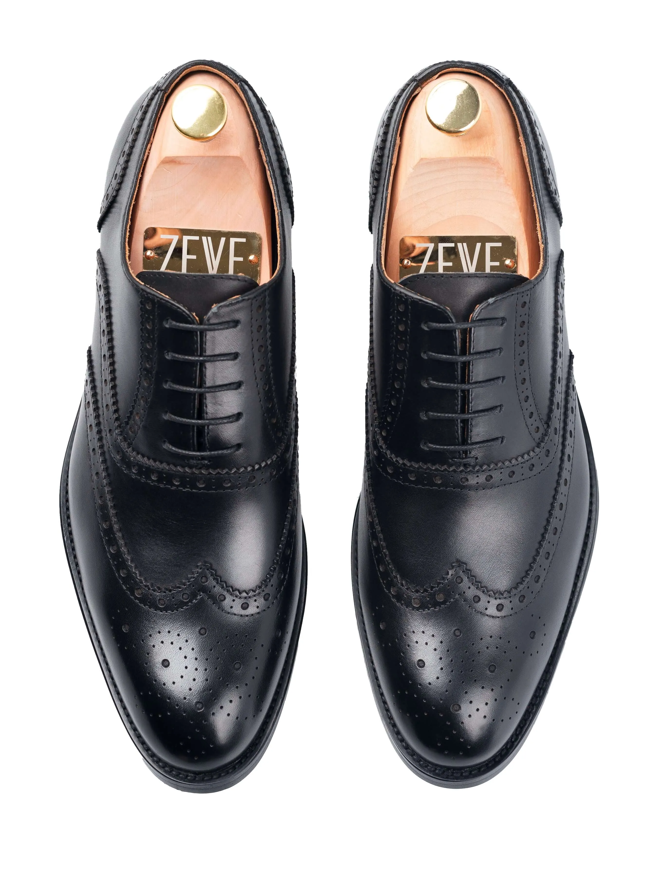 Classic Oxford Brogue Wingtip - Black Lace Up