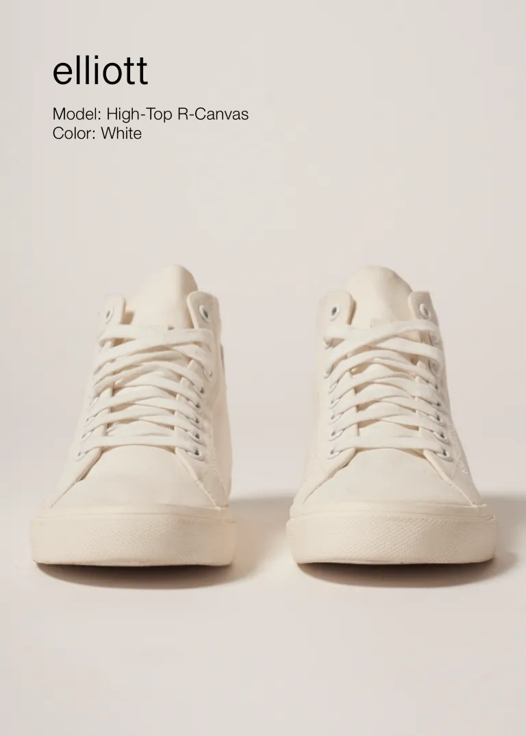 Climate Positive Recycled Canvas High-Top Sneakers | White/Stripes