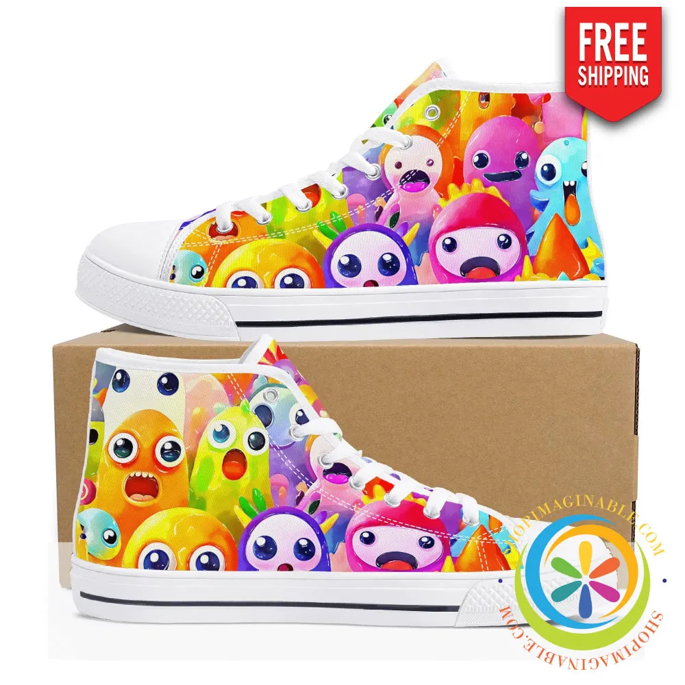 Colorful Creatures Ladies High Top Canvas Shoes