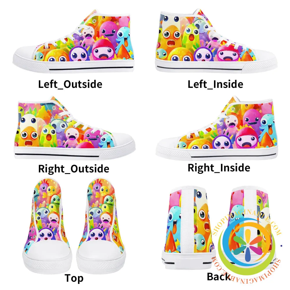 Colorful Creatures Ladies High Top Canvas Shoes