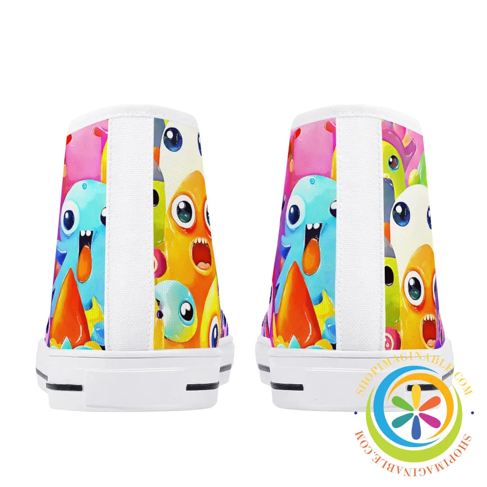 Colorful Creatures Ladies High Top Canvas Shoes