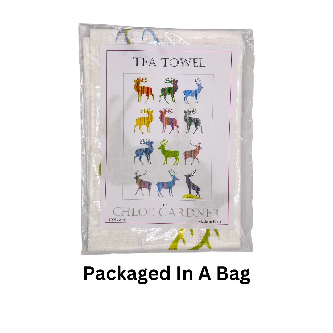 COLOURFUL STAG TEA TOWEL (MULTI)