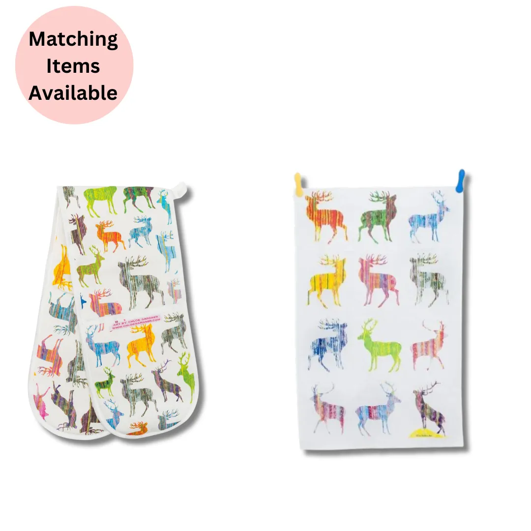 COLOURFUL STAG TEA TOWEL (MULTI)