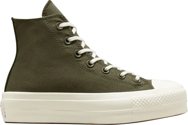 Converse Wmns Chuck Taylor All Star Platform High Hybrid Texture Sneakers - Cargo Khaki, Green