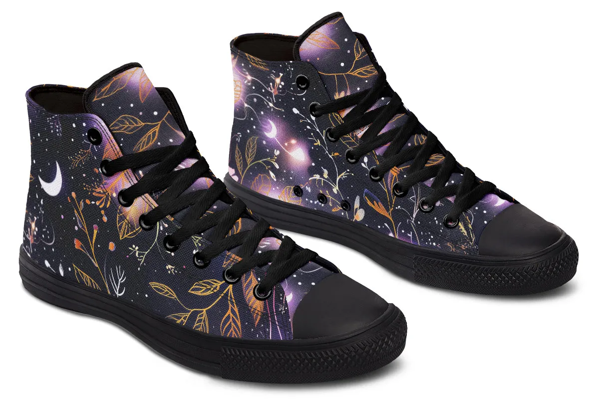 Cosmic Petals High Tops - Classic Premium Canvas Shoes with Comfortable and Durable Soles