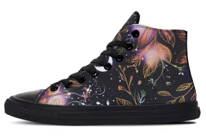 Cosmic Petals High Tops - Classic Premium Canvas Shoes with Comfortable and Durable Soles