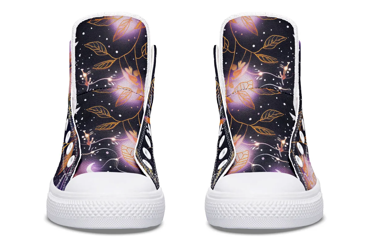 Cosmic Petals High Tops - Classic Premium Canvas Shoes with Comfortable and Durable Soles