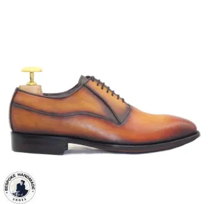 Custom Made Tan Color Leather Oxford Whole-cut Dress Formal Men's Shoes