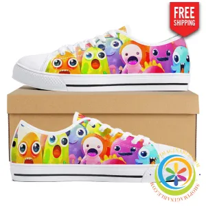 Cute Creatures Ladies Low Top Canvas Shoes