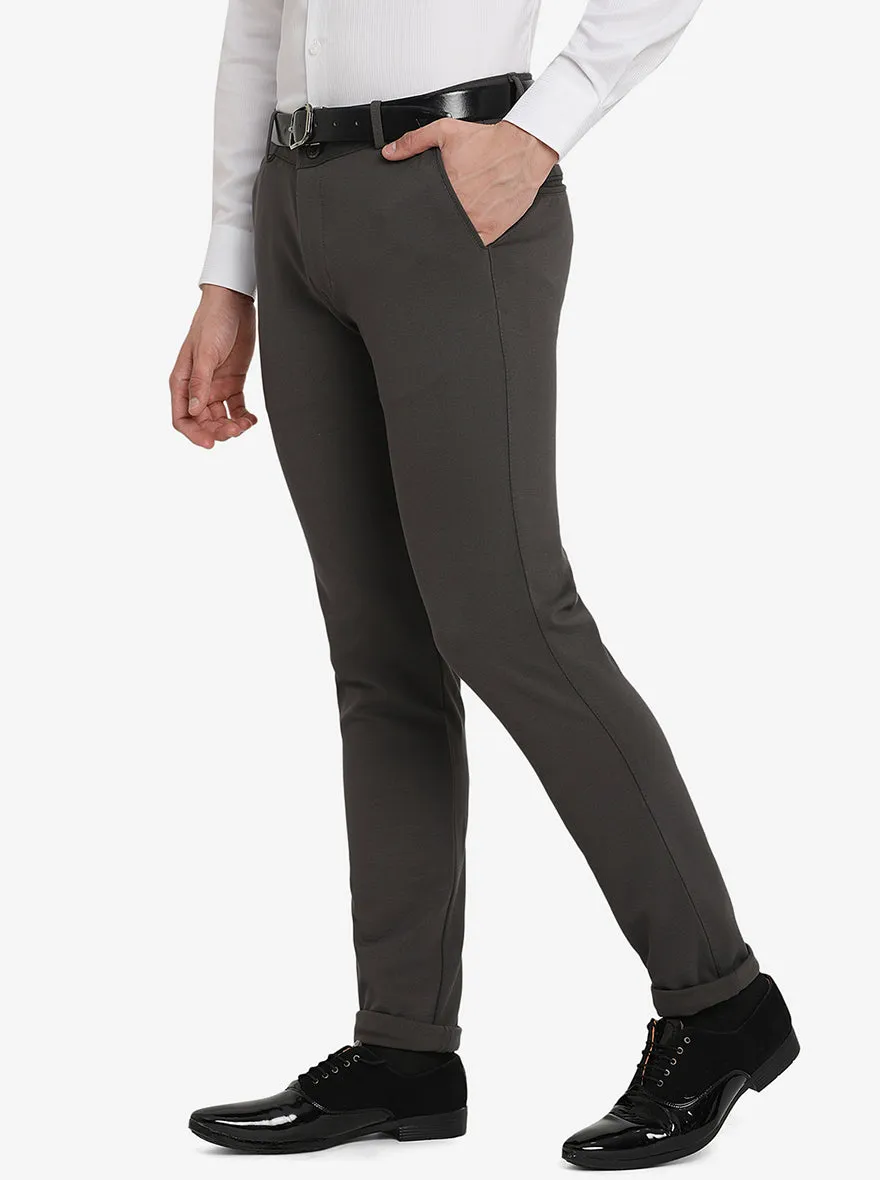 Dark Grey Solid Slim Fit Club Wear Trouser | JB Studio