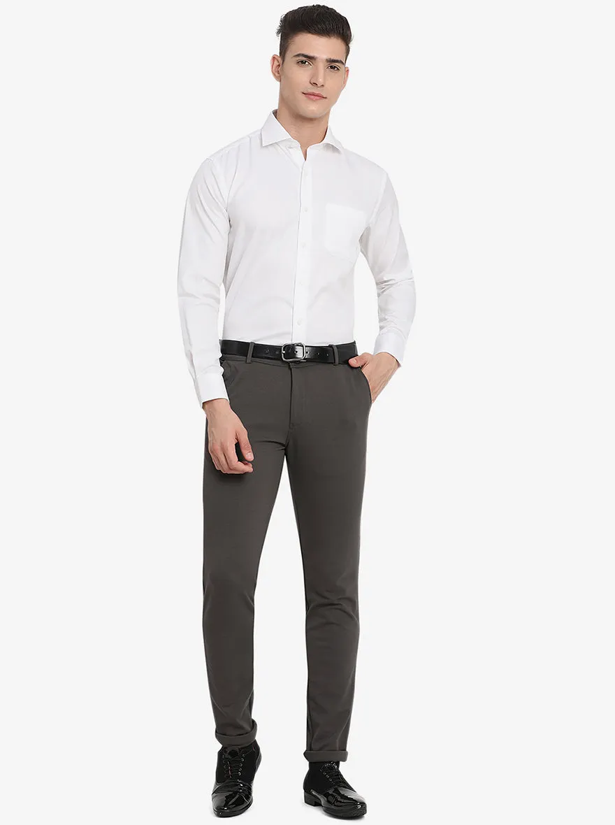 Dark Grey Solid Slim Fit Club Wear Trouser | JB Studio