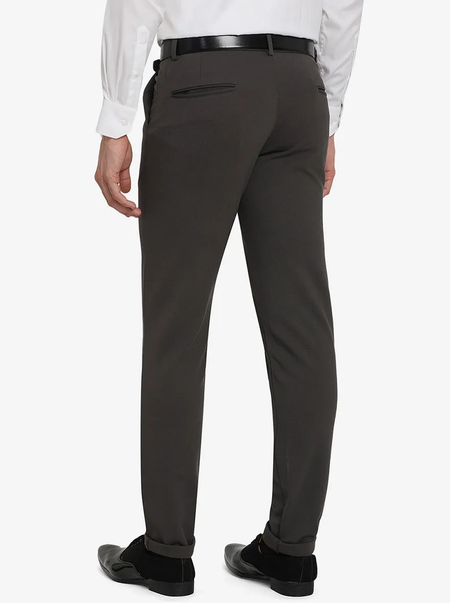 Dark Grey Solid Slim Fit Club Wear Trouser | JB Studio