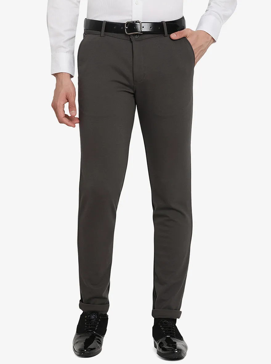 Dark Grey Solid Slim Fit Club Wear Trouser | JB Studio