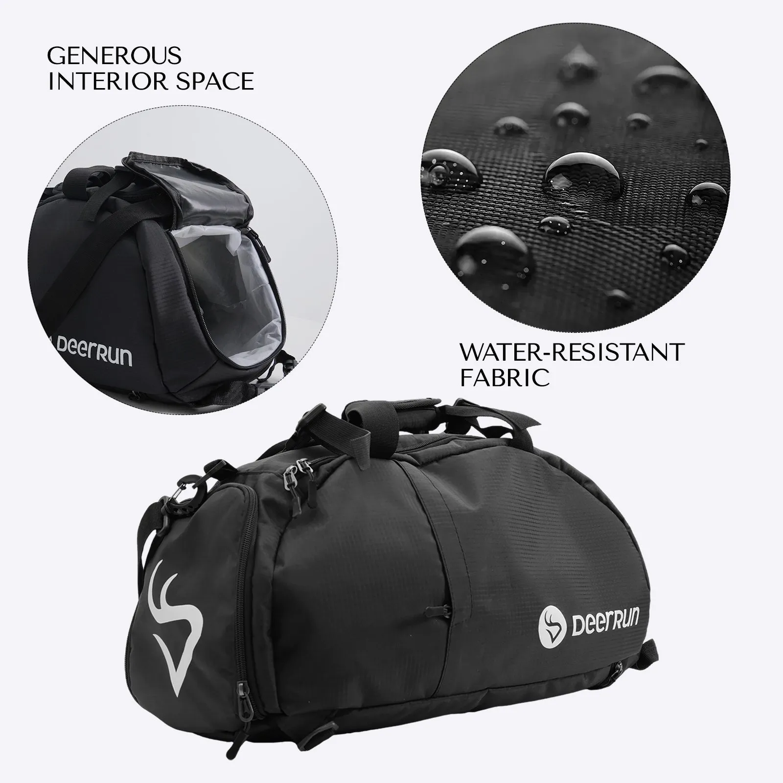 DeerRun® Ultimate Gym Bag with Water Resistant Pouch