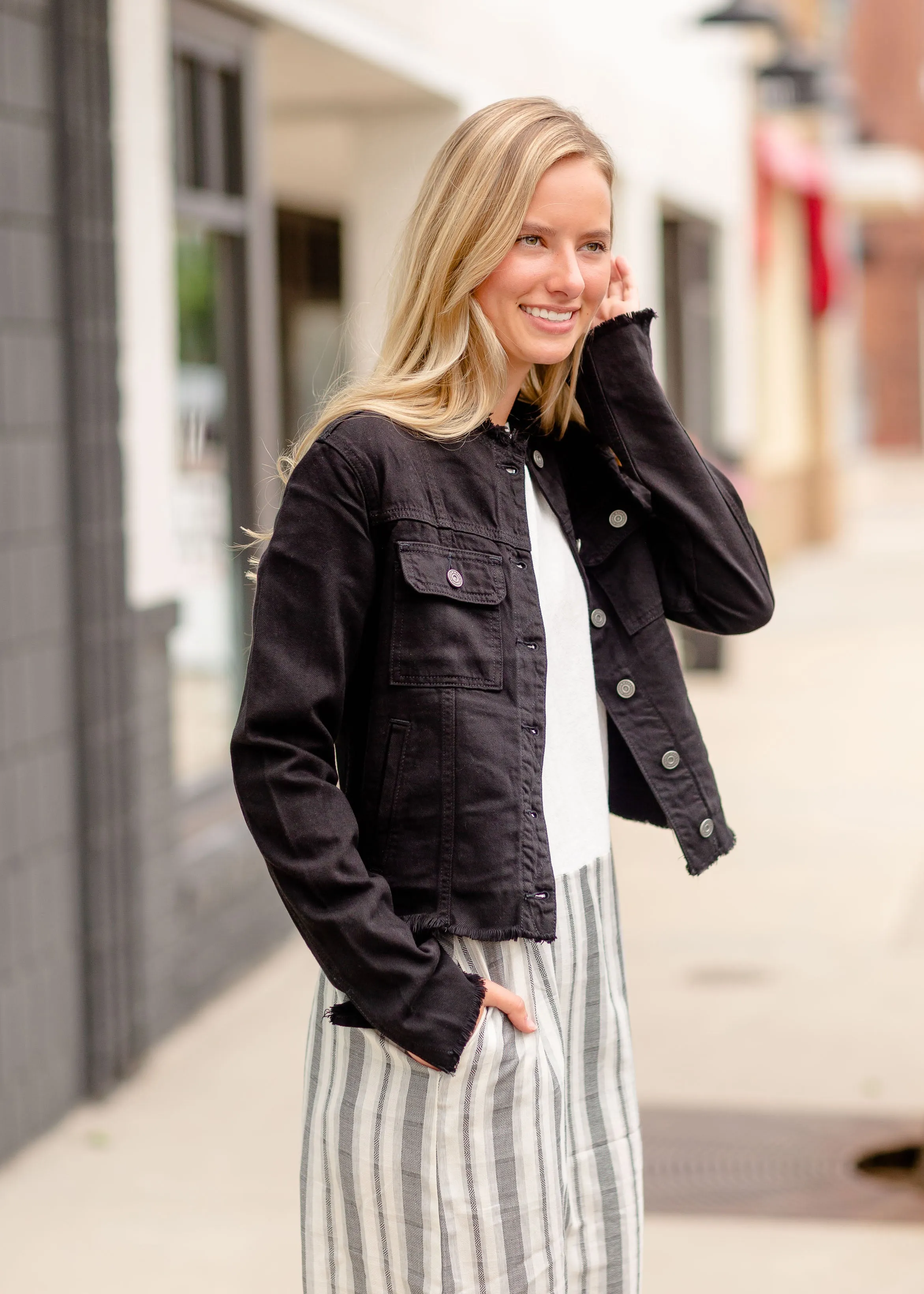 Distressed Collar Jean Jacket - FINAL SALE