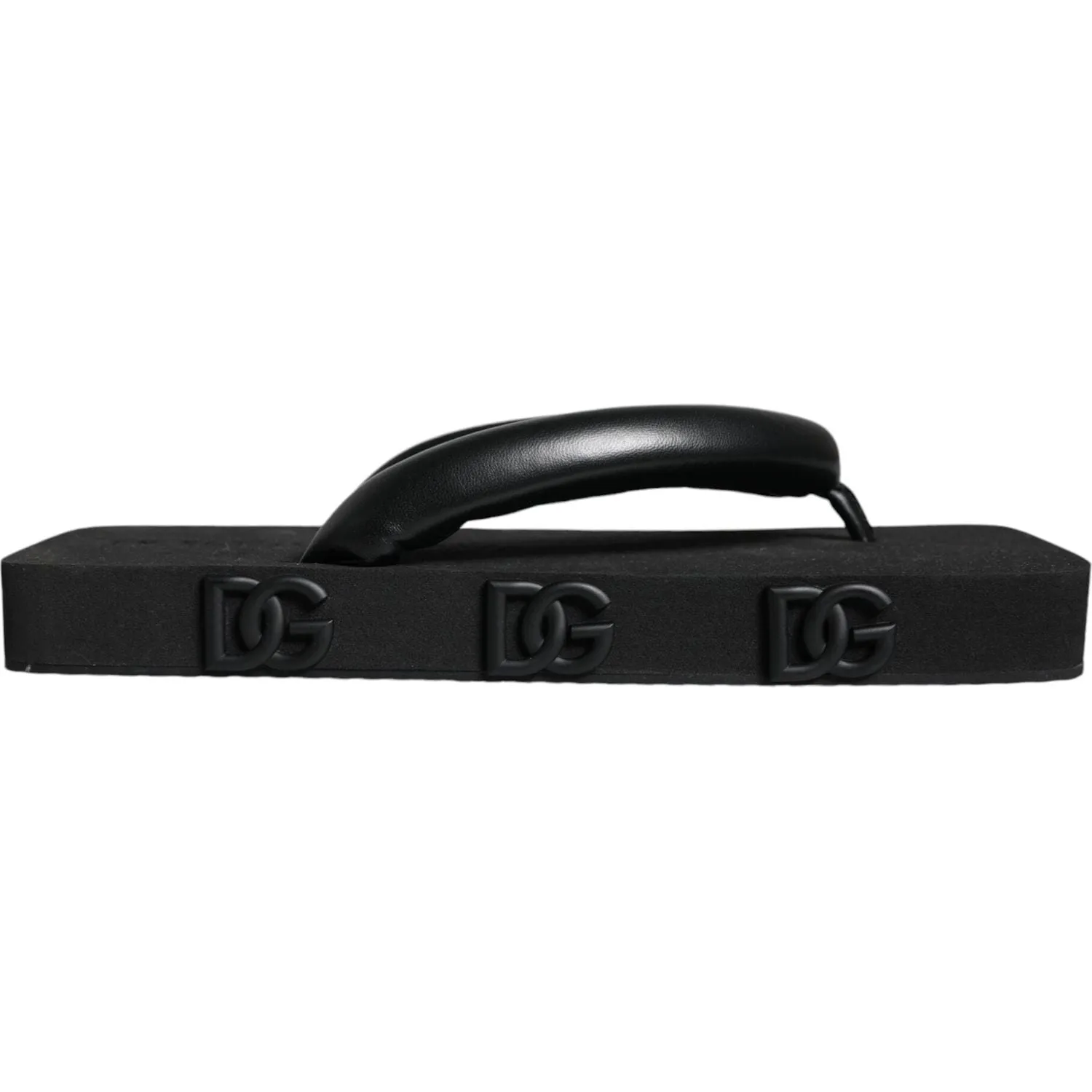 Dolce & Gabbana Black Rubber Flip Flops Slide Sandals Shoes