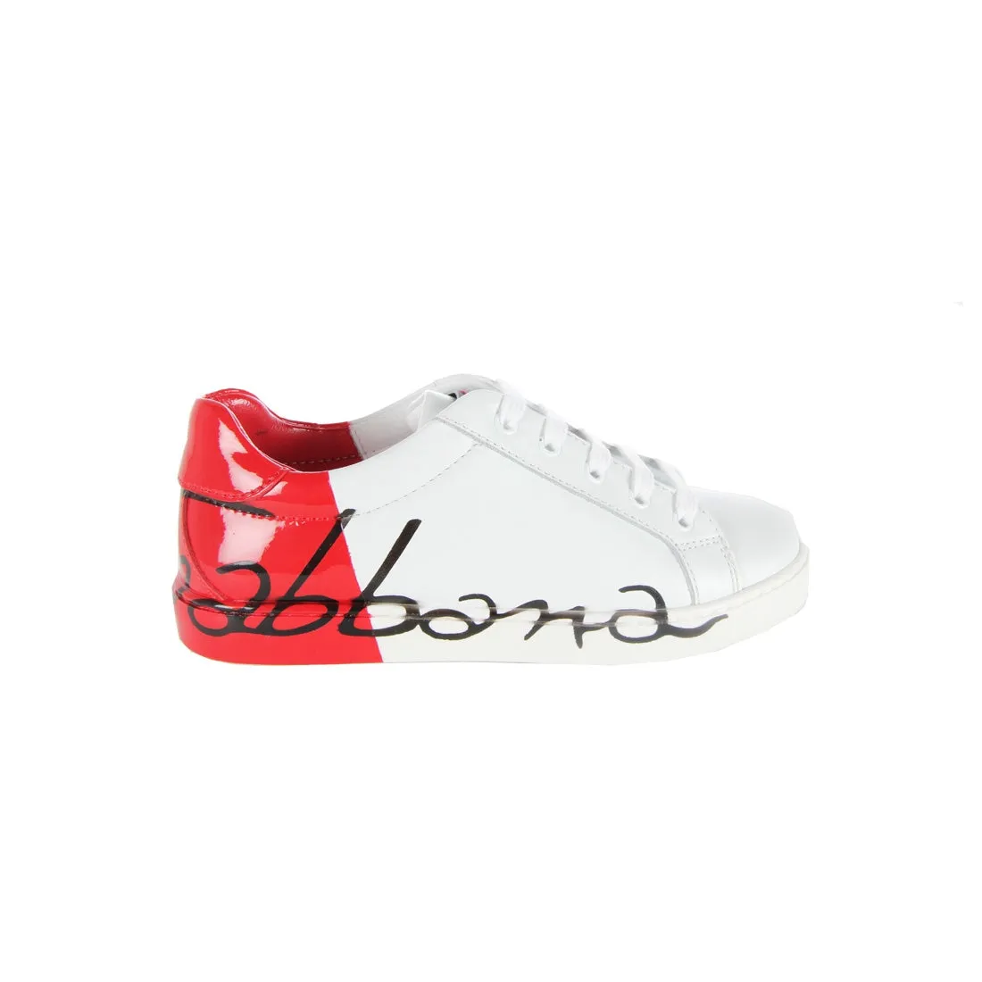 Dolce & Gabbana Kids Red Heel White Trainers