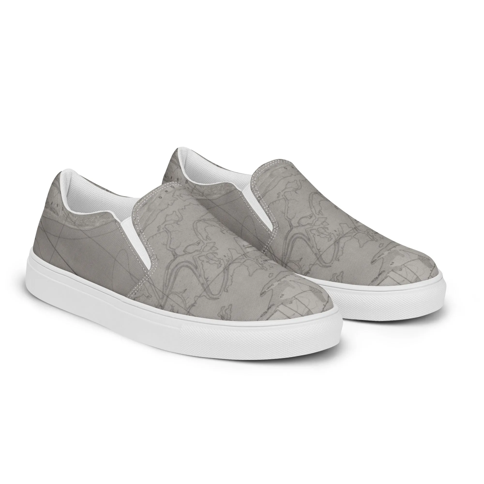 DTI James Island Map Heather Grey Men’s slip-on canvas shoes