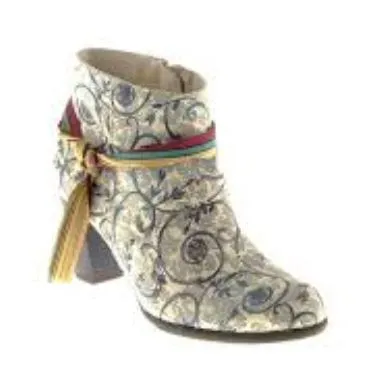 Dusty Blue Floral Ankle Boot