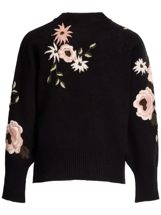 Elie Saab   Embroidered wool crewneck sweater 