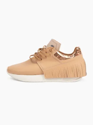 Esseutesse Leather Fringe Sneaker - Peach Fuzz